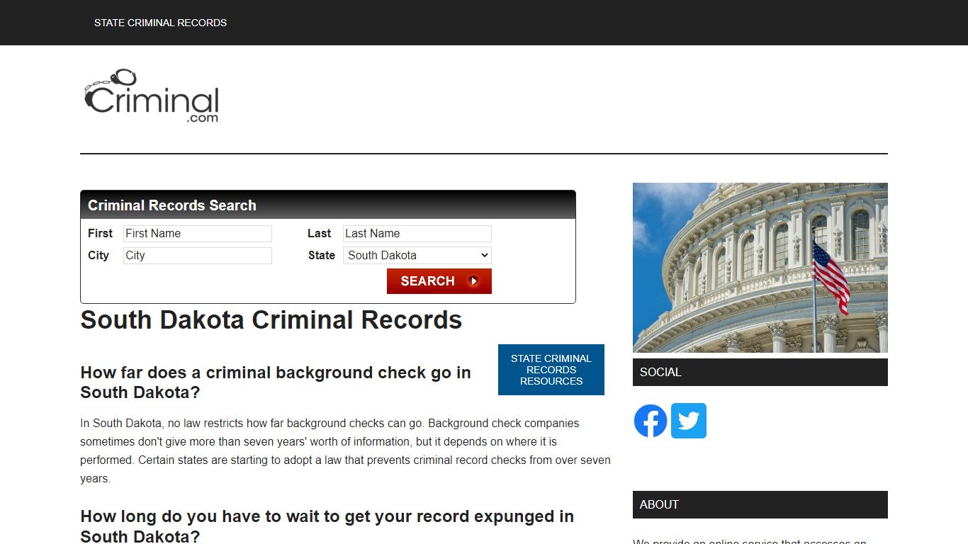 South Dakota Criminal Records